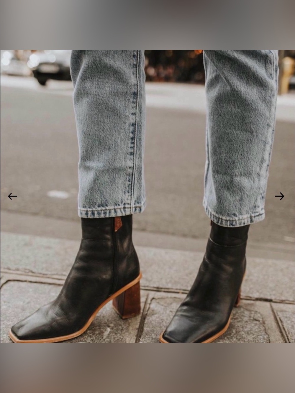ALOHAS West Black Vintage Leather Square Toe Ankle Boots Brown Heel EU 38 US 7.5 - Picture 2 of 16